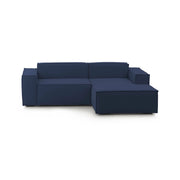 Divano fisso Ameli, Divano componibile a 2 posti large con penisola destra, Made in Italy, SofÒ  moderno in tessuto, Cm 240x170h70, Blu