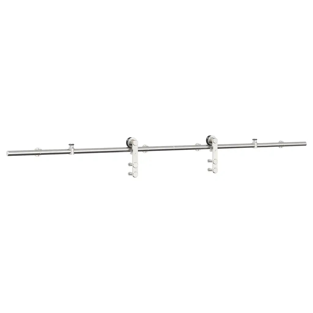 Kit Binari Porta Scorrevole 200 cm Acciaio Inossidabile Argento 4009702