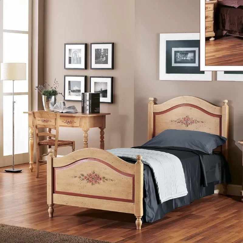 Scrivania arte povera 2 cassetti legno shabby avorio rosso 105x55x80 (1426) - Mobili 2G