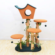 Fudajo Albero tiragraffi con effetto pianta 135 cm pelliccia e legno pero