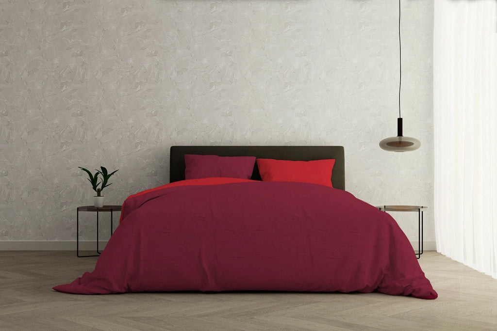Copripiumino con Sacco e Federe Doubleface Rosso/Bordeaux Singolo