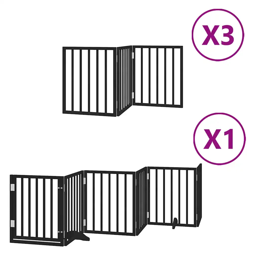 vidaXL Cancello Cani Porta Pieghevole Nero 15 Pannelli 750 cm Pioppo