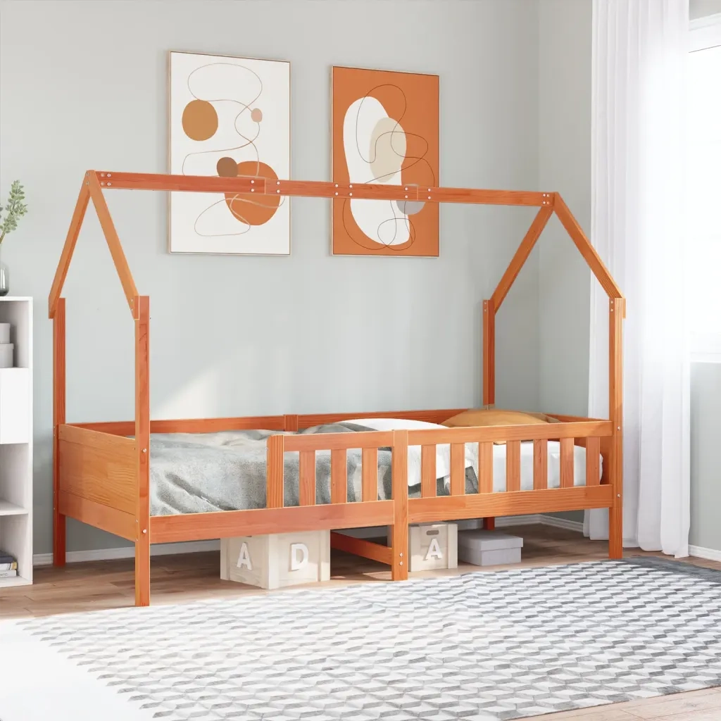 Giroletto Casetta Bambini Marrone Cera 90x200 cm Massello Pino 850703