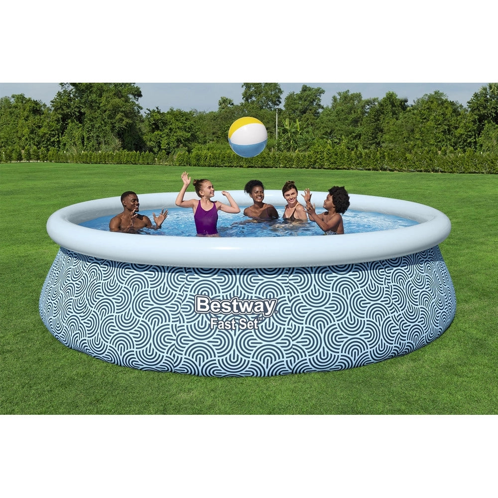 Trade Shop - Piscina Fuori Terra Fast Set Con Pompa Filtro ø457x107cm Design Geometrico Rotonda 57372 -