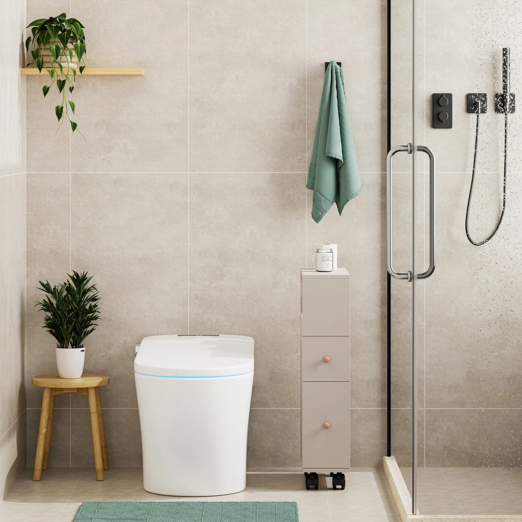 Mobile da Bagno Broreynna a Rotelle con 2 Cassetti 66 x 15 x 33 cm - Avena Oatmeal [en.casa]