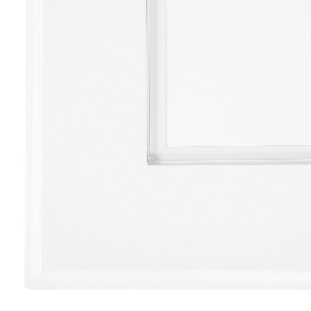 Tavolino in MDF bianco 60 x 57 x 40 cm con piano in vetro Comodino con un ripiano