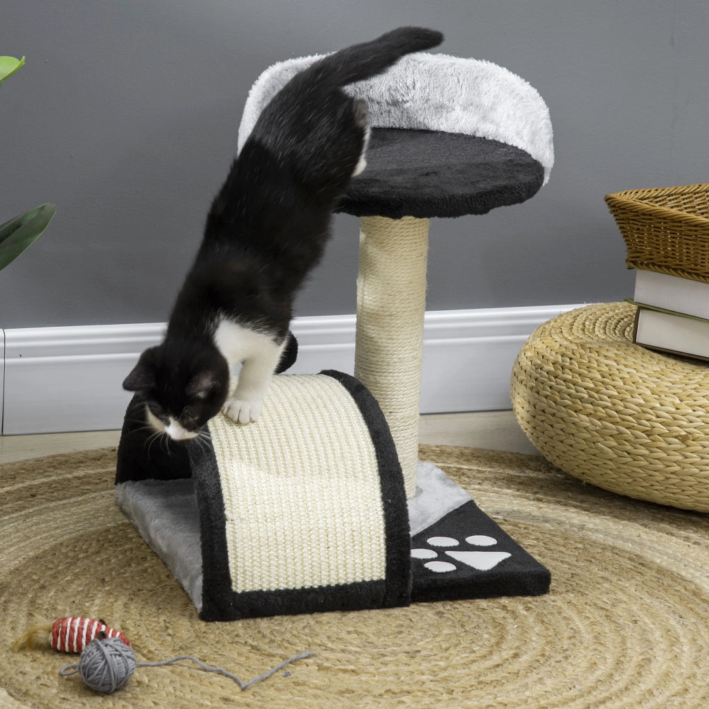 Albero tiragraffi per gatti con palla e piattaforma rialzata ¨C zephmum ¨C 46 cm nero