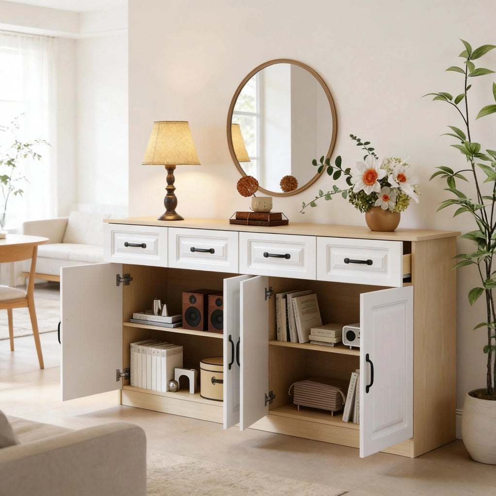 Credenza moderna 160 cm con 4 ante e 4 cassetti