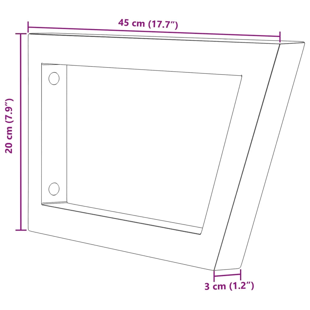 Reggimensole per Lavabo 2 pz Nere Trapezio in Acciaio