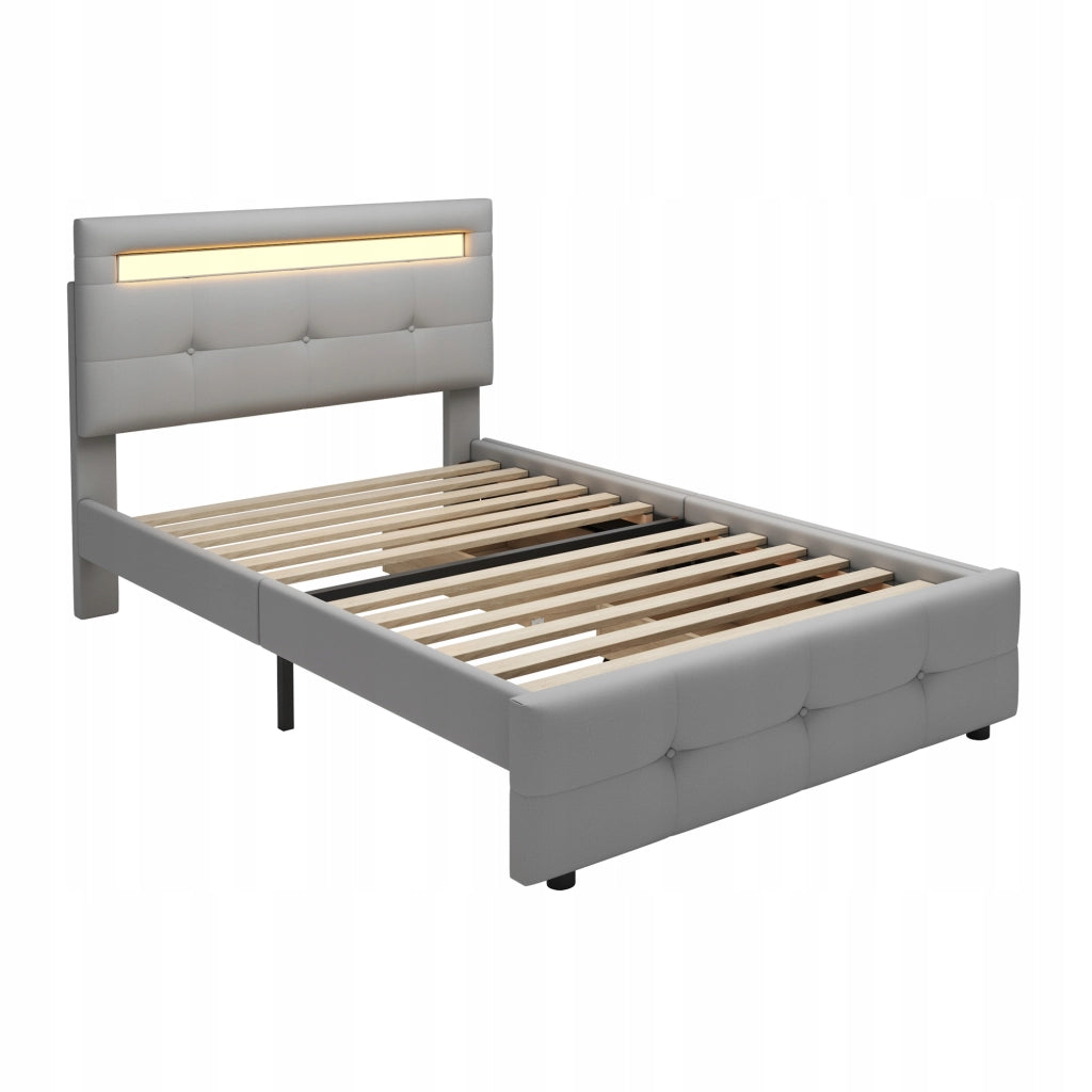 Letto singolo LED con 2 cassetti - Xylo - 90x200 cm, grigio, per bambini