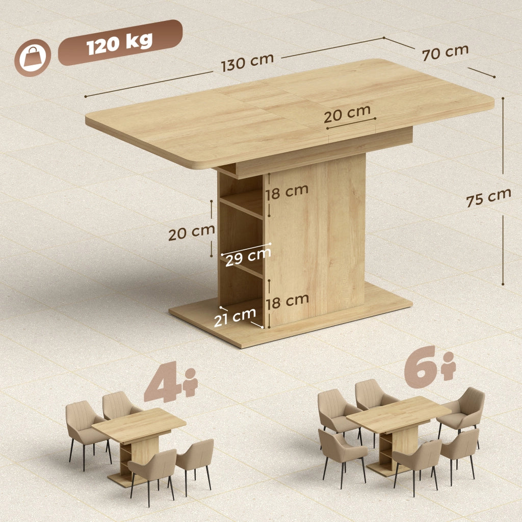 Tavolo da pranzo allungabile rettangolare per 4-6 persone ¨C zephmum ¨C legno naturale 110-130 cm
