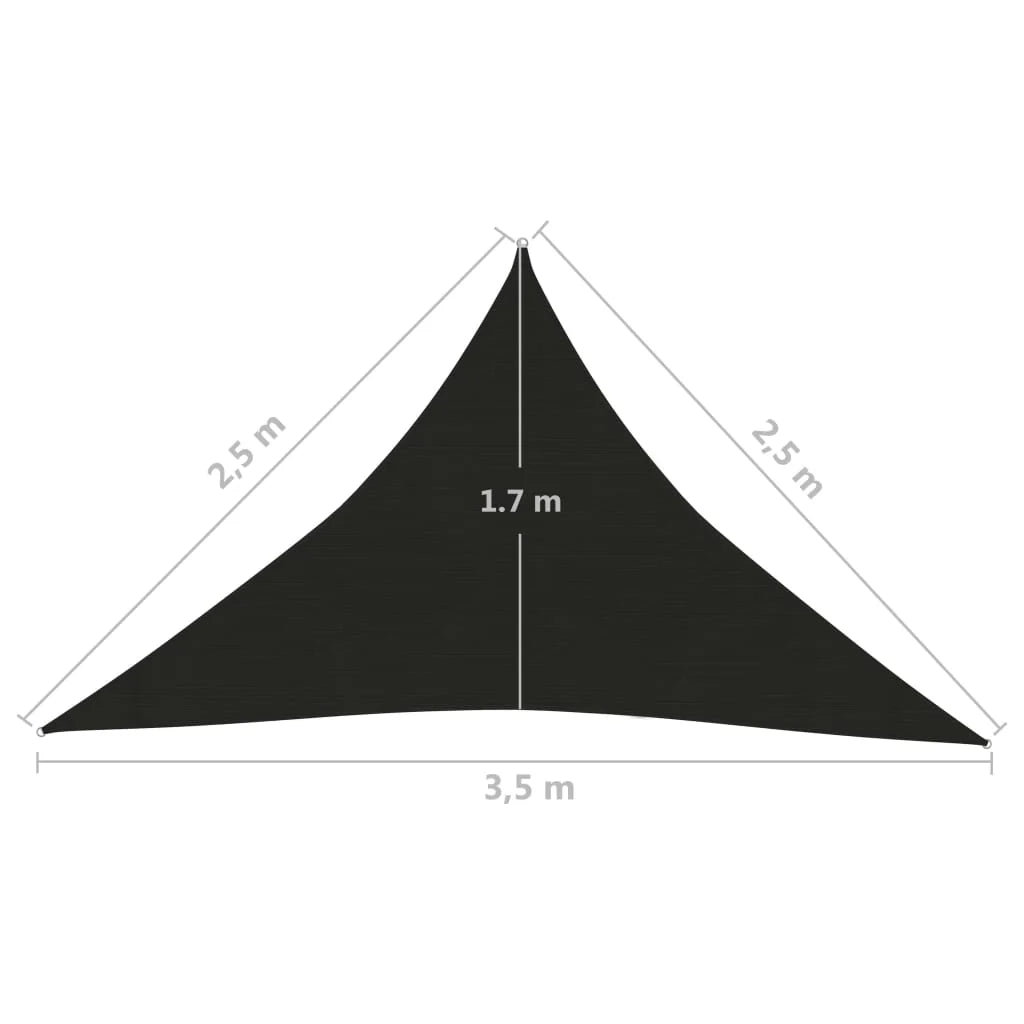 Vela ombreggiante 160 g/m² nera 2,5 x 2,5 x 3,5 m HDPE 02_0009182