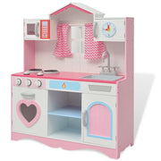 Cucina Giocattolo in Legno 82x30x100 cm Rosa e Bianca 80179