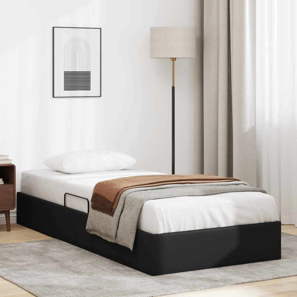 Letto ottomano Nero 100 x 200 cm Pelle Sintetica 3442758