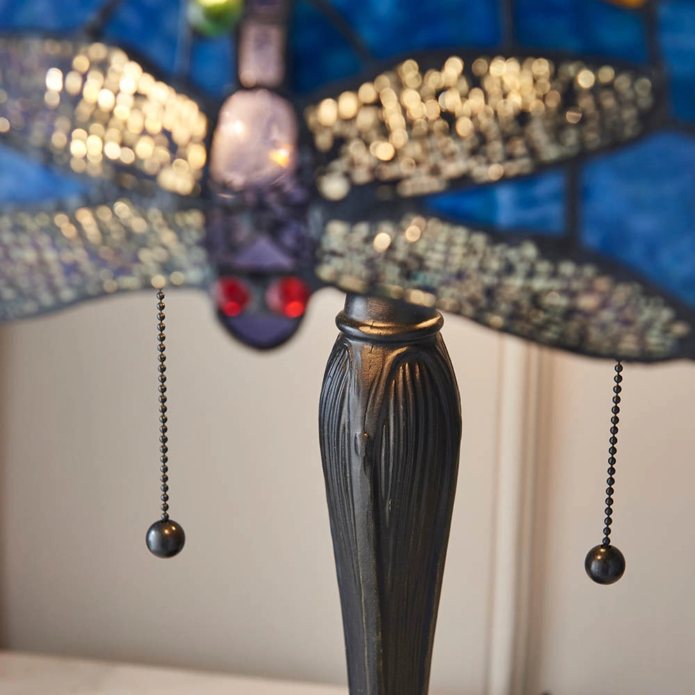 Lampada da tavolo Tiffany Dragonfly Blue vetro 2xE27