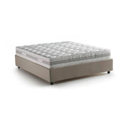 Letto matrimoniale Alaksir, Letto contenitore con rivestimento in tessuto, Made in Italy, Apertura frontale, con materasso cm 140x200 incluso, Tortora