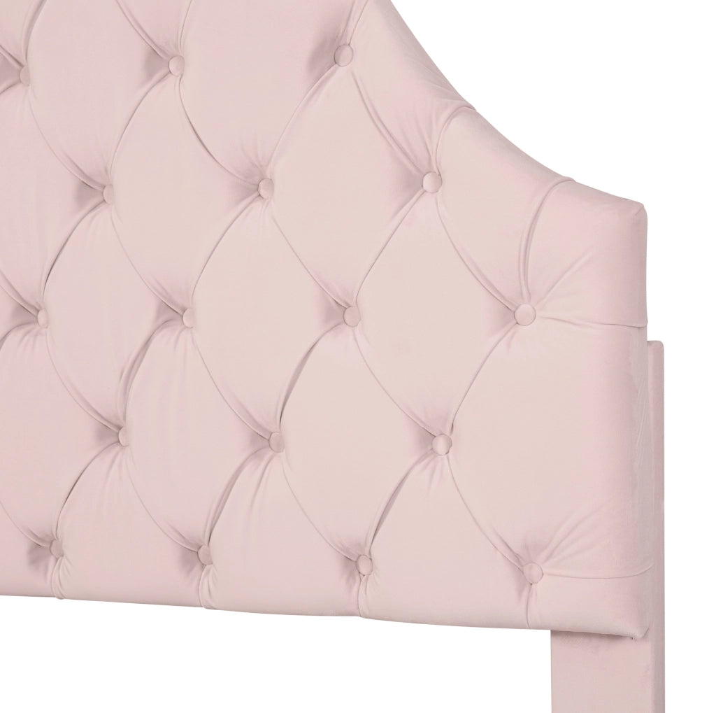 Letto imbottito 90x200 con testiera regolabile in velluto rosa