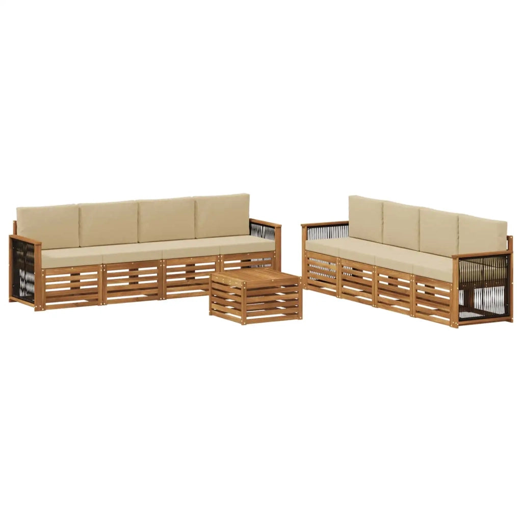 Set di divani da esterno 9 pz Naturale e Beige 3384174
