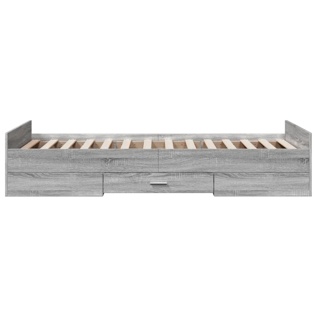 Letto singolo | Letto per adulti | Giroletto Cassetti Grigio Sonoma 75x190 cm Legno Multistrato
