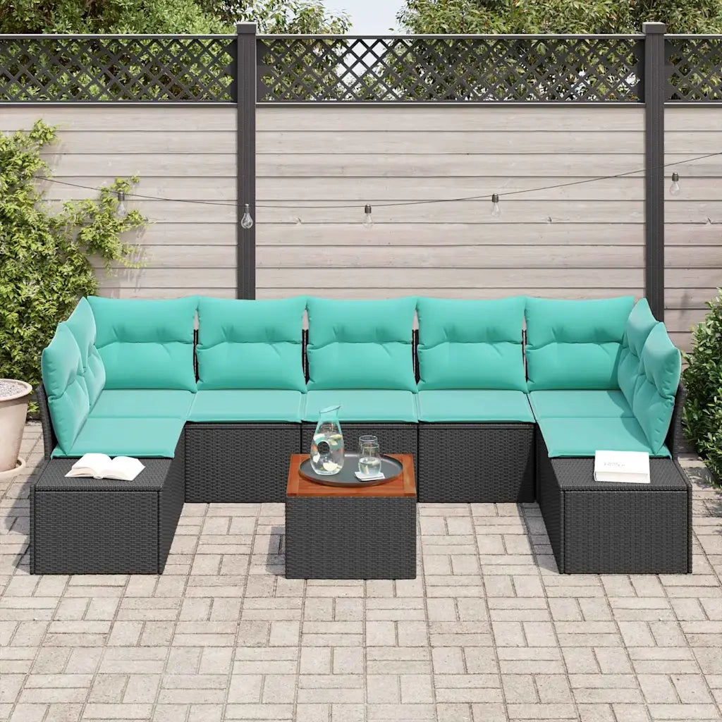 Set Divano da Giardino 8 pz Nero polyrattan 3347928