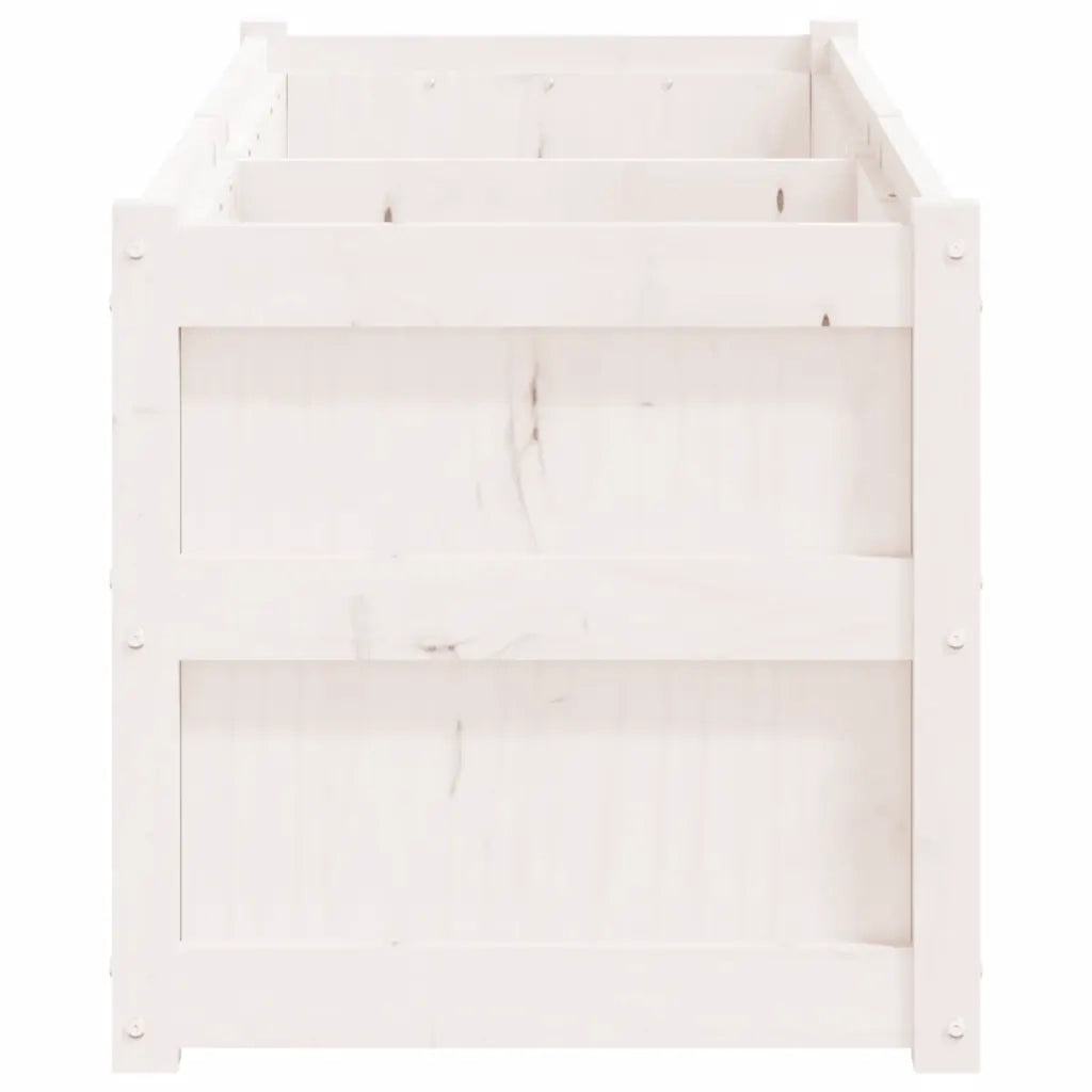 Fioriera da Giardino-Vaso da Esterno Bianca 150x50x50 cm Legno Massello di Pino