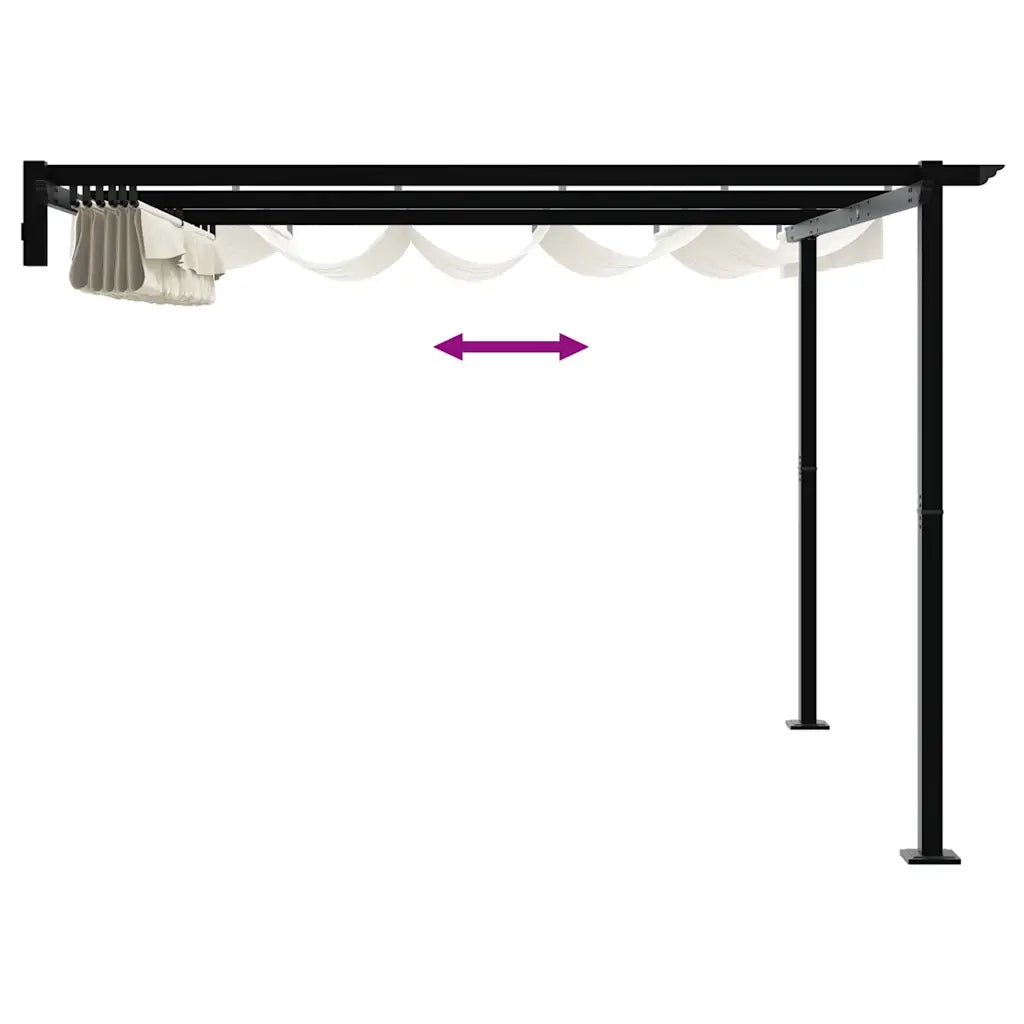 vidaXL Gazebo a Muro Crema Acciaio
