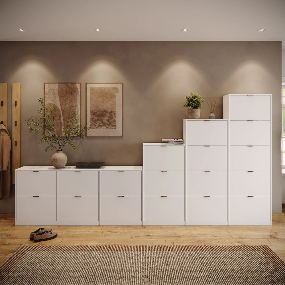 Scarpiera da ingresso Gizmo Bianco/Nero 115 x 77.6 cm con 2x2 scomparti Vicco