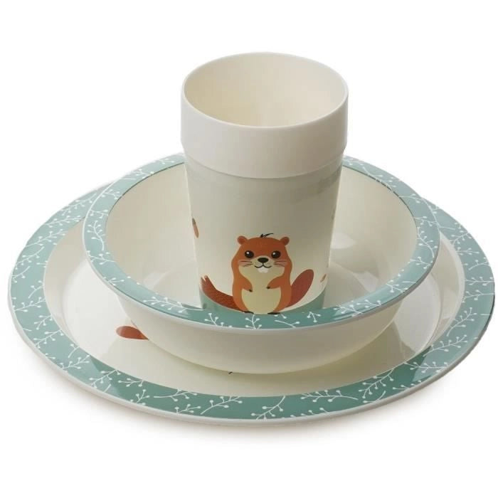 Il mio primo set per pasti al microonde - THERMOBABY - Castor - Piatto, ciotola, tazza
