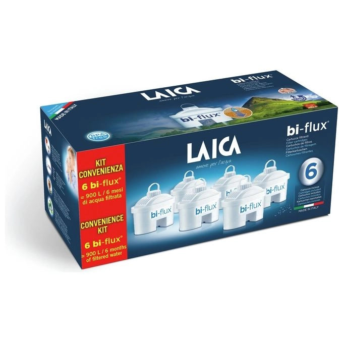 Laica F6S Bi-flux 5+1 Cartuccia Filtrante 6 pezzi tecnologia Bi-Flux materiale BPA free colore Bianco