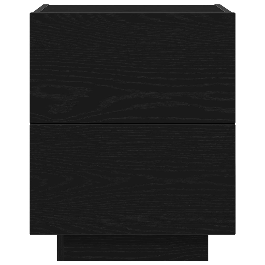 Comodino  con luci LED Nero Rovere 45x40x55 cm