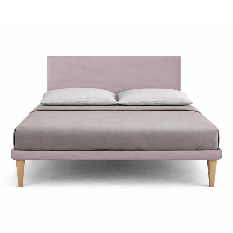 Letto imbottito Matrimoniale 180x200 cm Flat - Con rete,Glicine,Microfibra