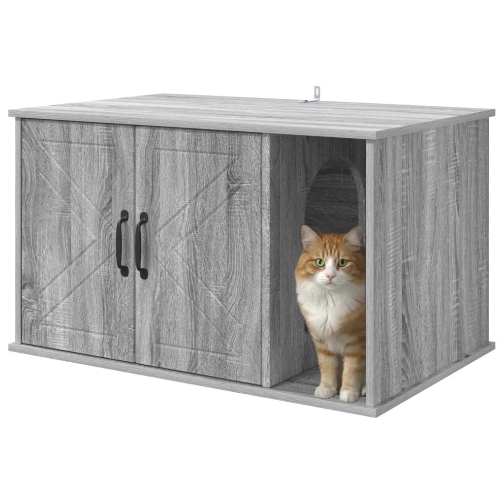 Casa per Gatti Grigio Sonoma 85 x 55 x 50 cm Legno multistrato 8000740