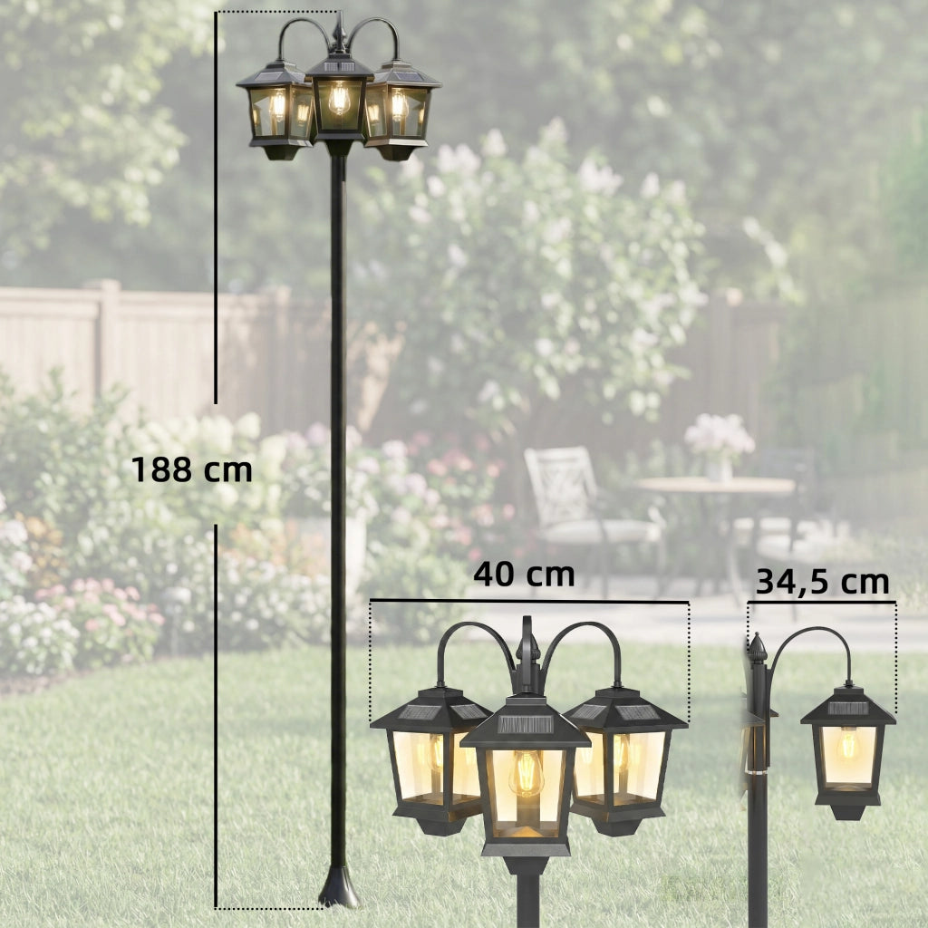 Lampada da giardino solare 3 teste ¨C zephmum ¨C nero