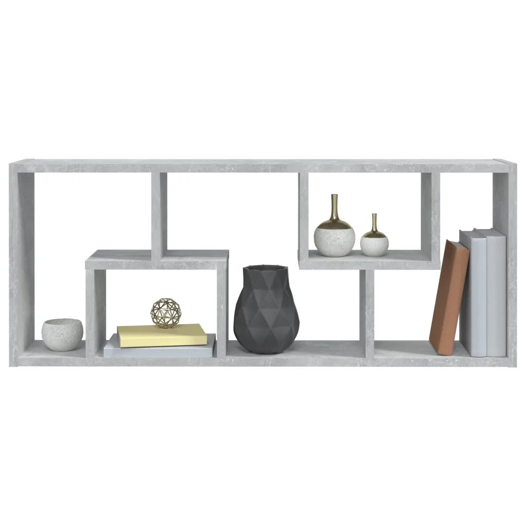 Scaffale a Parete Grigio Cemento 36x16x90 cm Legno Multistrato 803015