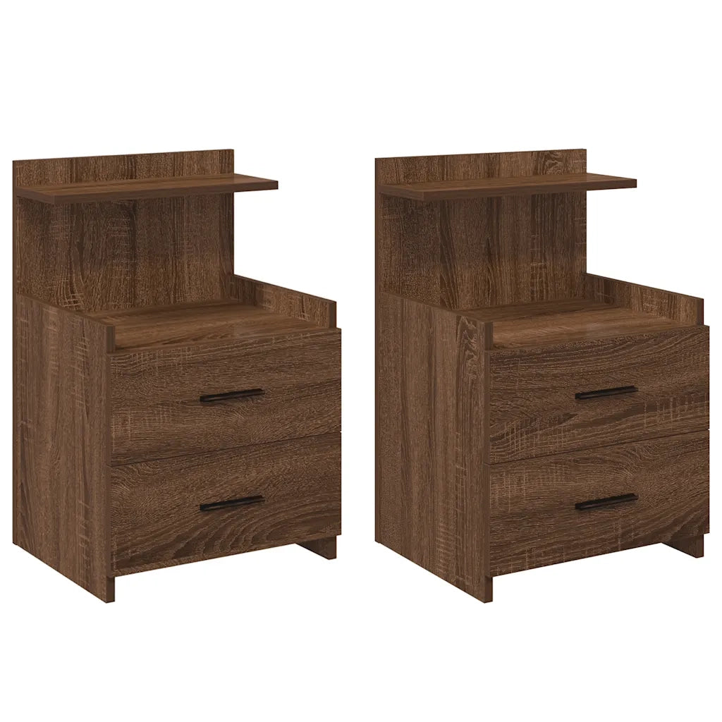 Comodini 2 pz con 2 cassetti in rovere marrone 40x36,5x62 cm 858645