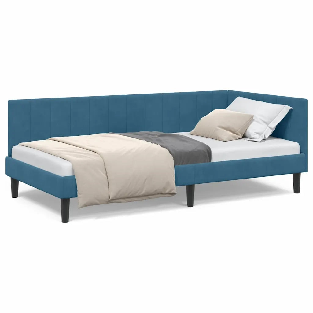 vidaXL Cornice del letto ad angolo Blu 100 x 200 cm Velluto