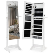Mobile portagioielli indipendente con specchio a figura intera 41 x 36,5 x 156 cm spazio di archiviazione ottimale design moderno in MDF bianco 20_0010388