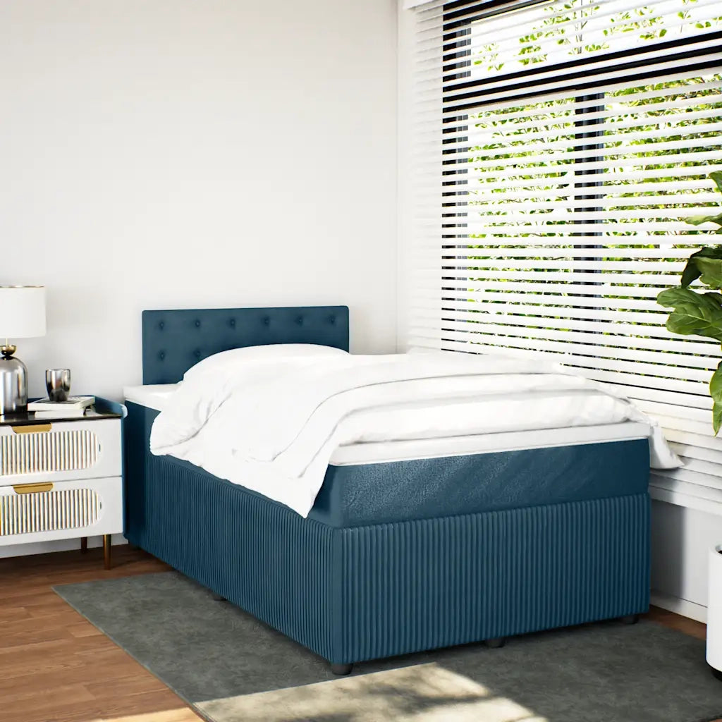 Giroletto a Molle con Materasso Blu 120x190 cm in Velluto