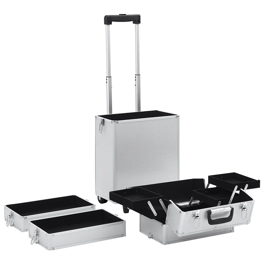 Valigia Trolley per Cosmetici in Alluminio Argento CFW9577485