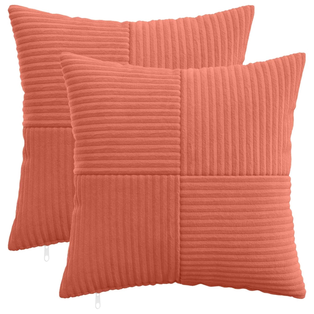 Federa 2 pcs ALMELO Rosso Arancio 45 x 45 cm corduroy 914761