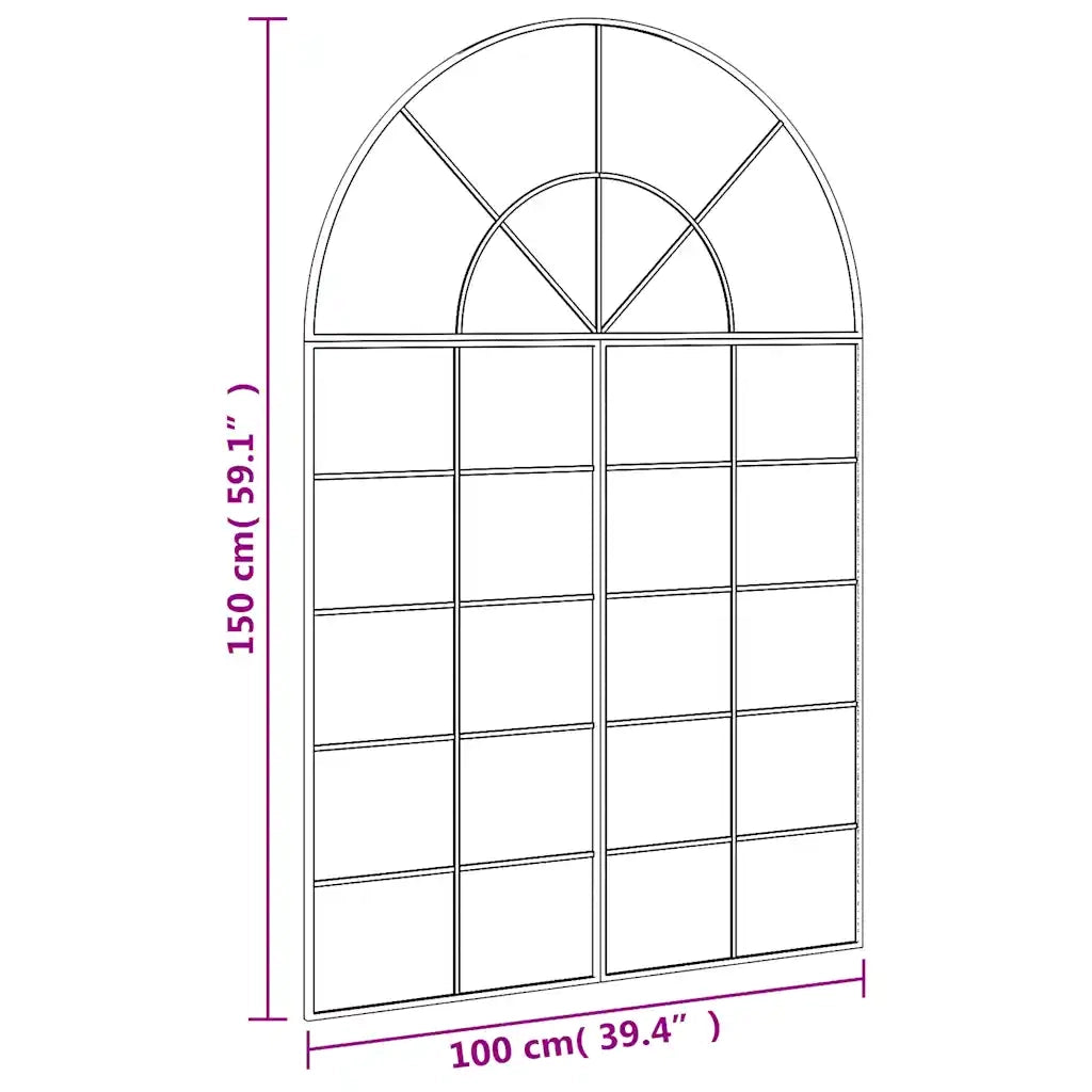 Specchio da Parete | Specchio decorativo Nero 100x150 cm Arco in Ferro