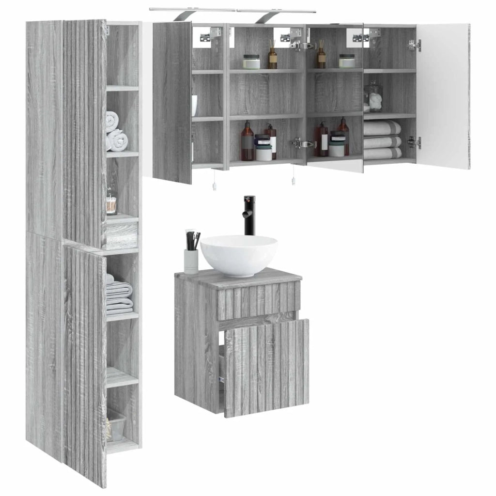 Set di Armadi da Bagno 5 pcs Sonoma grigio 40 x 10,5 x 60,5 cm 3407340