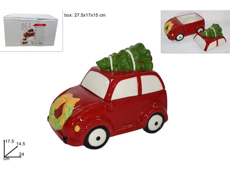 Barattolo da Cucina Decorazione Natale in Ceramica Macchina 24 cm