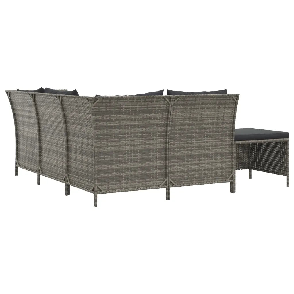 Set Divani da Giardino 4 pz | Set Salotto da Giardino con Cuscini in Polyrattan Grigio