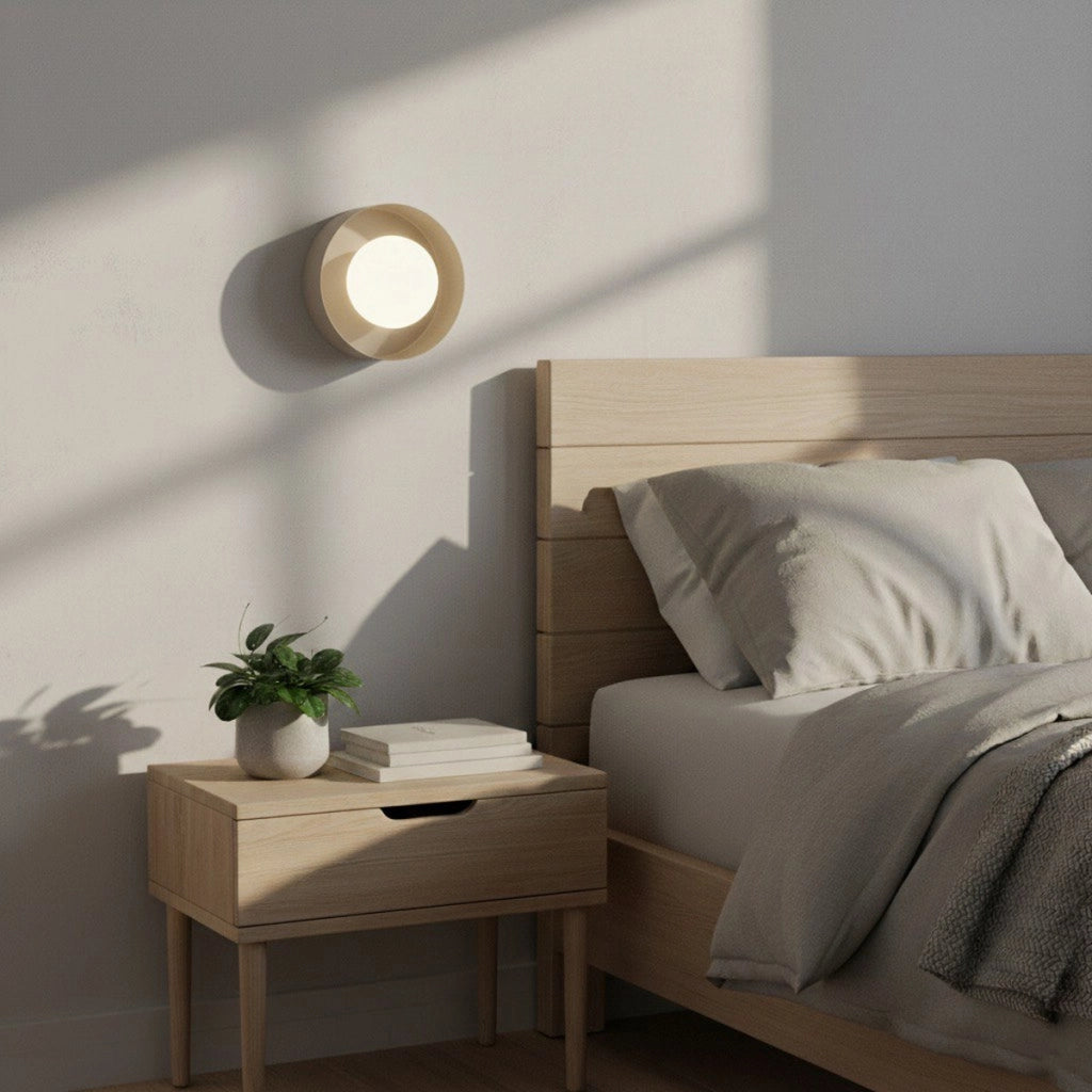 Lampada a parete Lulu in acciaio mocca con diffusore sferico