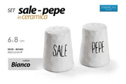 Set 2 Pezzi Sale e Pepe da Tavola in Ceramica Bianca 7,5 cm