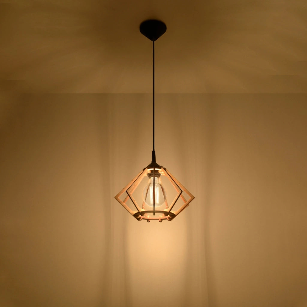 Lampada a sospensione POMPELMO in legno naturale