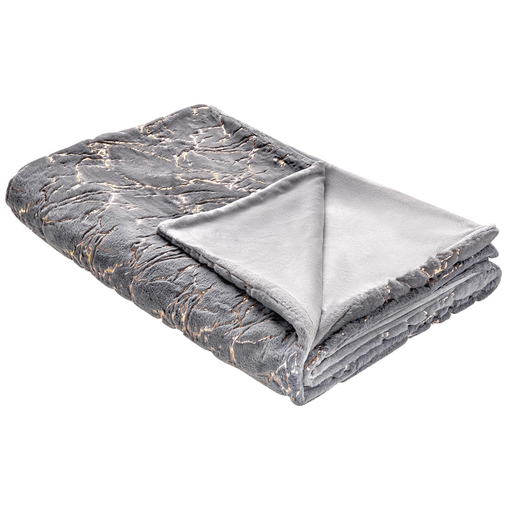 Coperta in poliestere grigio 150 x 200 cm copriletto plaid in marmo dorato motivo soggiorno camera da letto