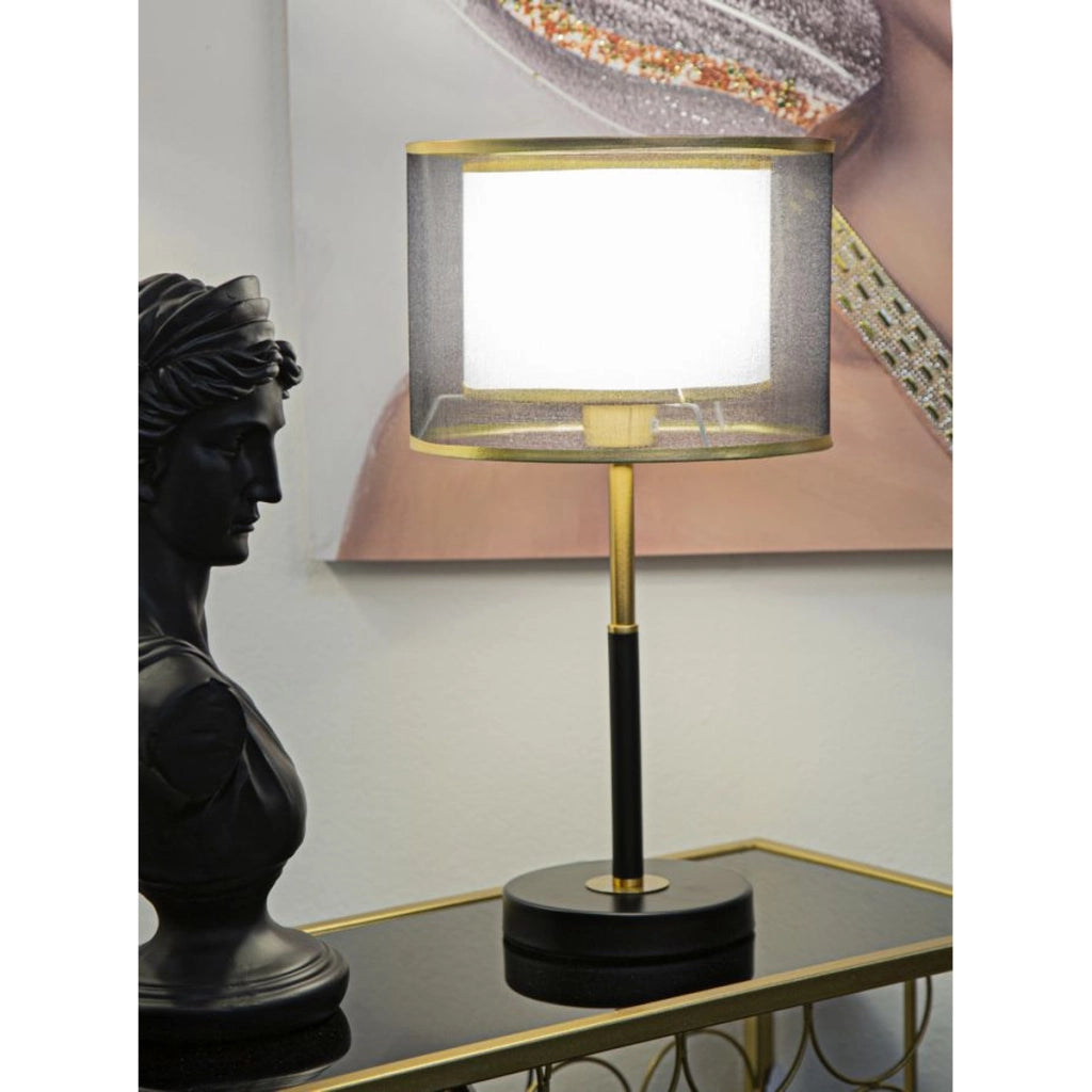 Lampada da Tavolo VKH146, Nero, Metallo, 25x25x48 cm