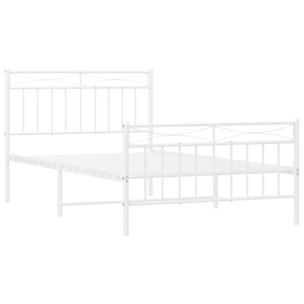 Giroletto con Testiera e Pediera Metallo Bianco 100x200 cm 373753